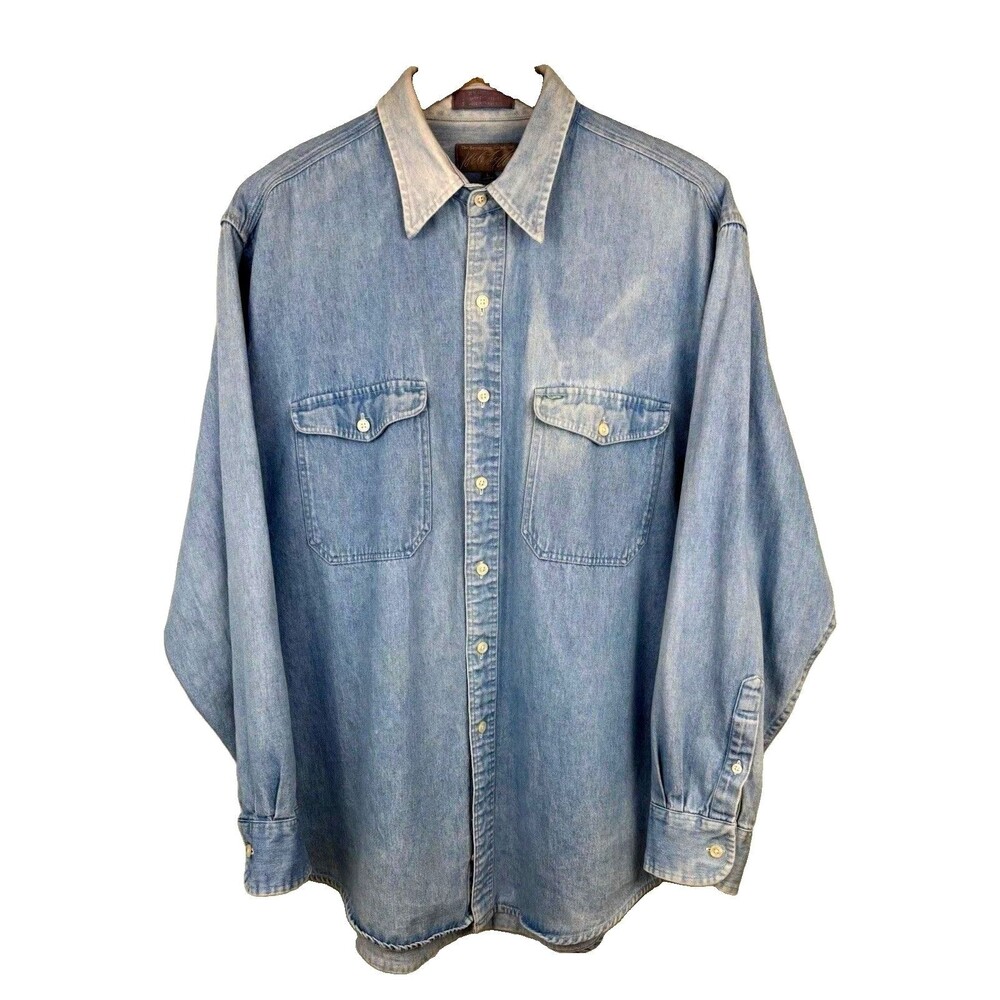 Women’s Oversized Denim Sun Faded Size XL Button Up Cotton Shirt Reg/Tall*